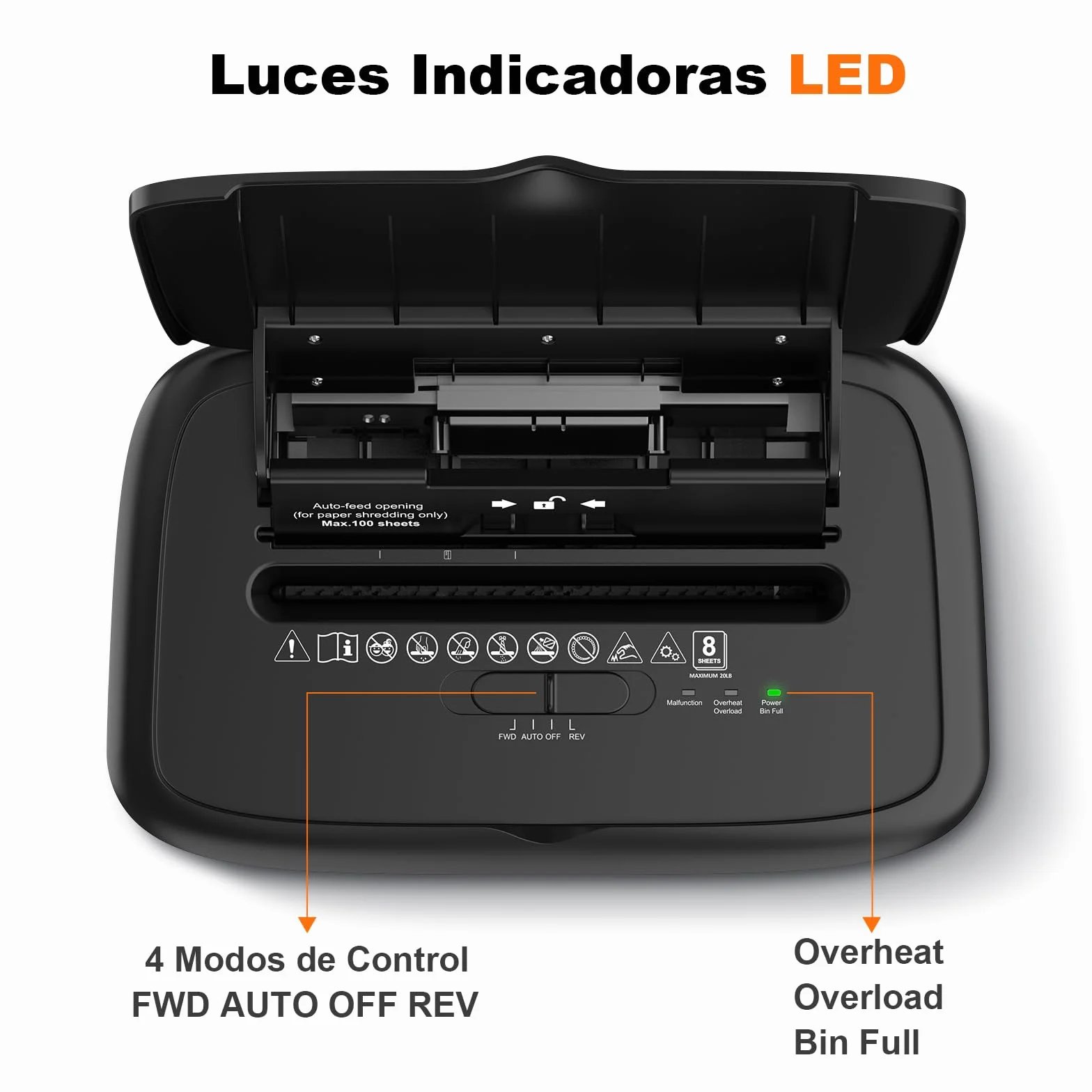 Bonsaii Destructora de Papel con Corte Micro-Particular P4, alimentación automática hasta 100 Hojas, antiatasco, 30 min Continuo, depósito de 16L – para Oficina y hogar, C231-D