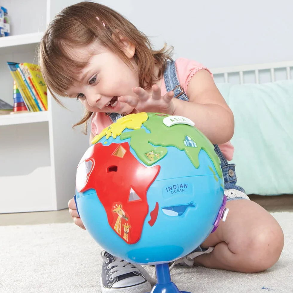 Learning Resources Globo Terráqueo Infantil – Puzle Interactivo Montessori – Desde 3 Años – 6 Continentes Extraíbles + Bola Giratoria de 20 cm