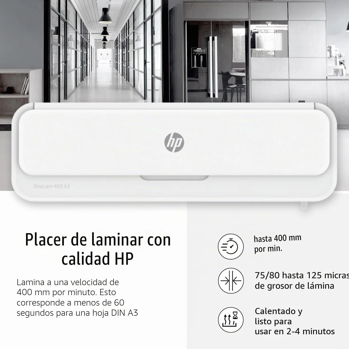 HP OneLam 3161 - Laminadora A3, 75/80-125 micrones, incluye línea de corte, redondeador de esquinas y láminas de laminación