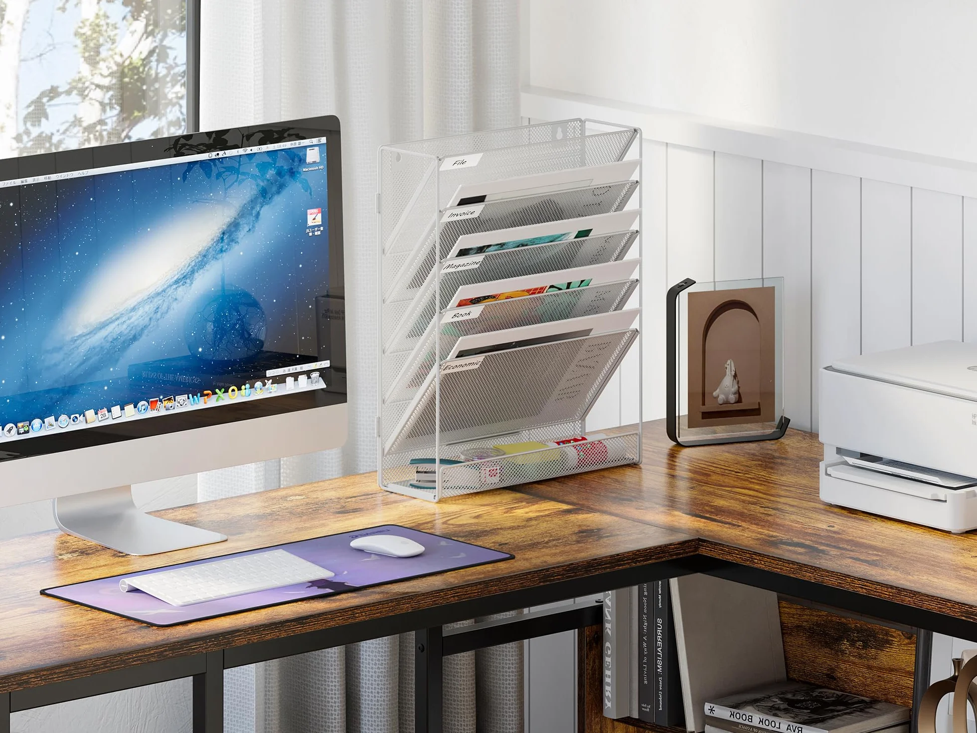 EasyPAG Soporte Documentos Pared A4 6 Compartimentos Metal Organizador Archivador Blanco