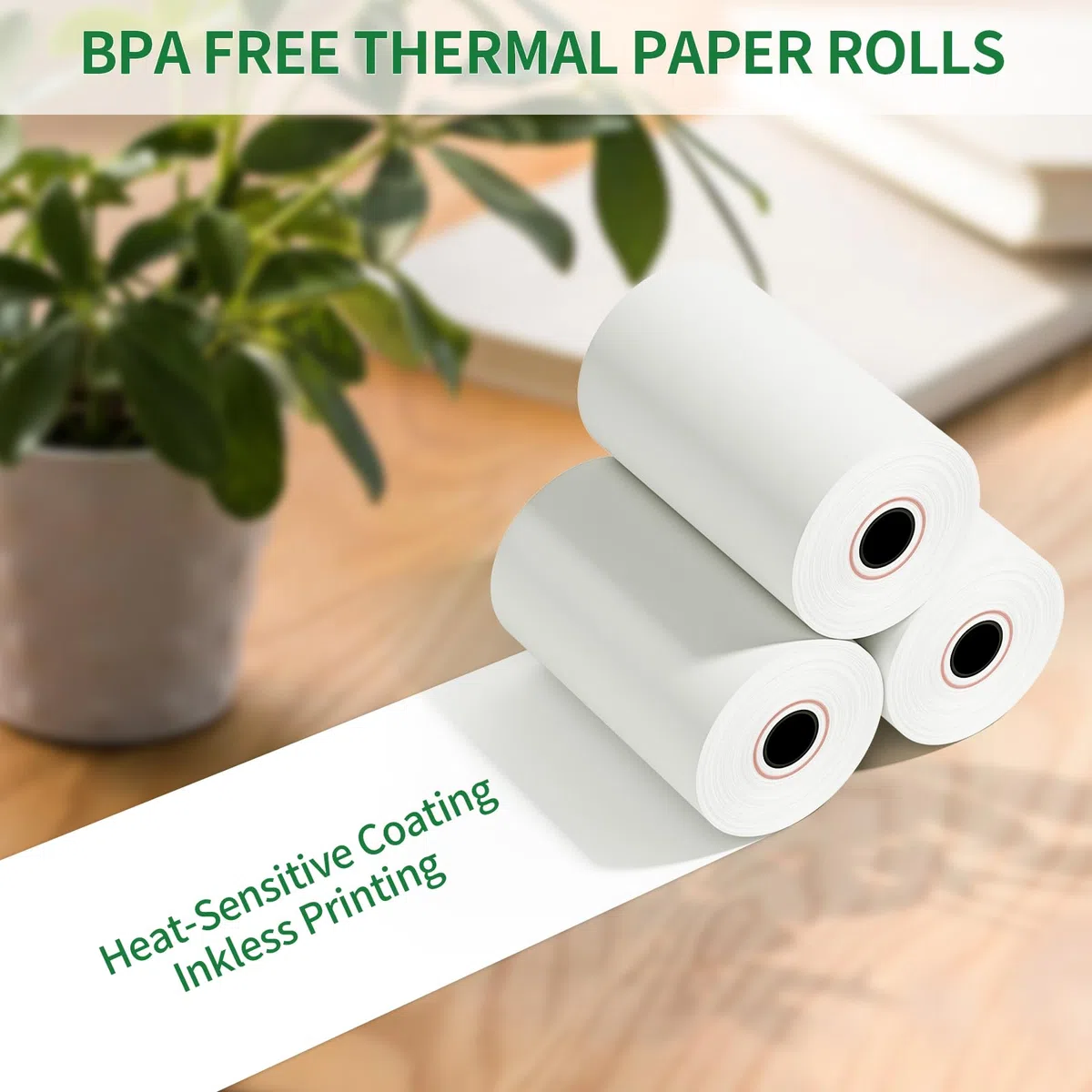 (50 rollos) rollos de papel térmico para recibos de 2 1/4 pulgadas x 85 pies, sin BPA, rollos de papel térmico para caja registradora, POS, rollos de papel térmico para tarjetas de crédito de 2 1/4