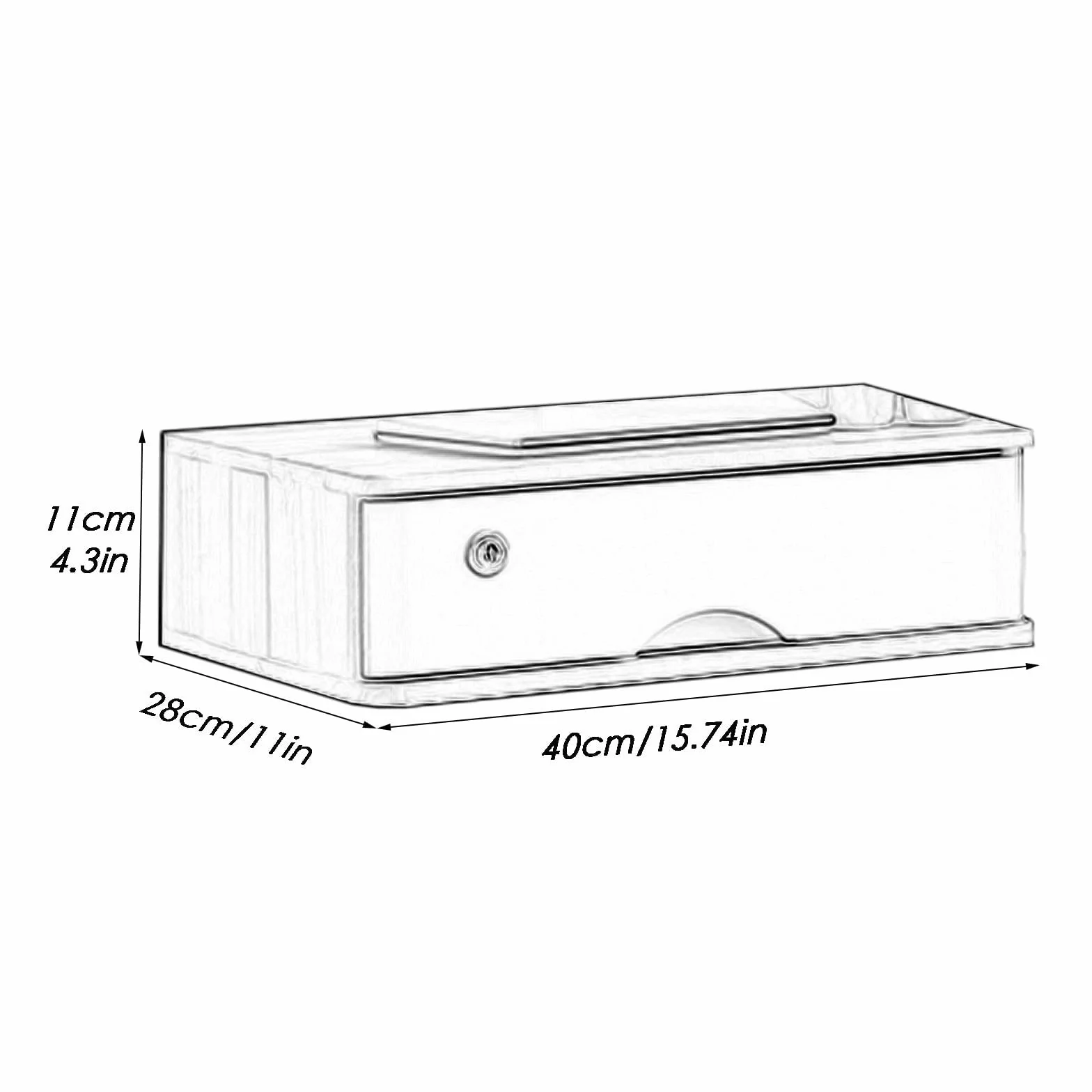 Caja de almacenamiento de escritorio de madera con cajones con cerradura, organizador de archivador de escritorio para suministros de oficina, papeleo y accesorios, gabinete de datos de escritorio de