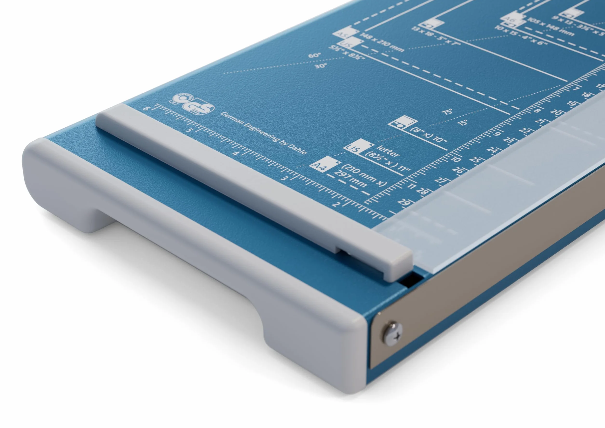 Guillotina de papel Dahle 502 (base de metal, cortador de papel 6-8 hojas, DIN A4, presión manual) azul