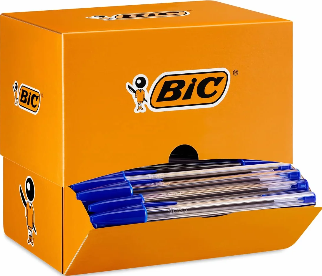 BIC Cristal Original - Bolígrafos de punta media (1.0 mm), Caja de 150 unidades, Azul & Velleda Marking Rotuladores para pizarra blanca, Óptimo para material escolar y de oficina