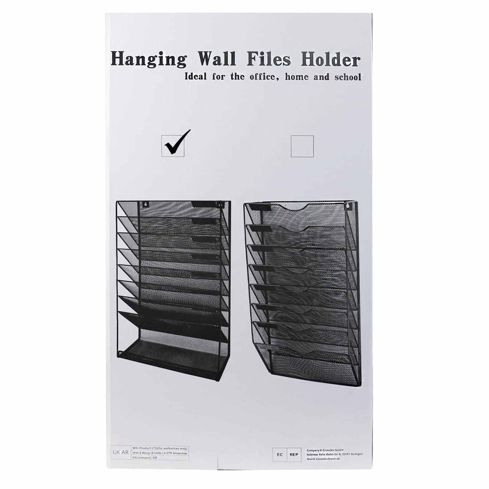 Organizador de archivo de pared de malla de 9 niveles con bandeja plana inferior, vertical de malla media, para colgar en la oficina, revistero, juego