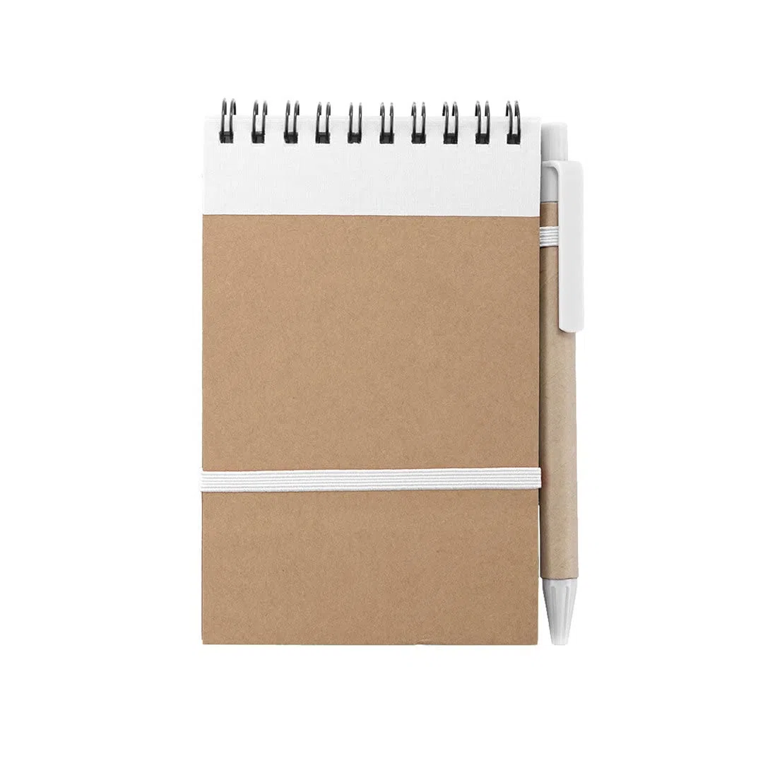 50 libretas pequeñas de bolsillo A6 con bolígrafo en cartón reciclado a juego, cuaderno con espiral, Portada Rígida, libretita de 70 Hojas con rayas ideal para regalos (50)