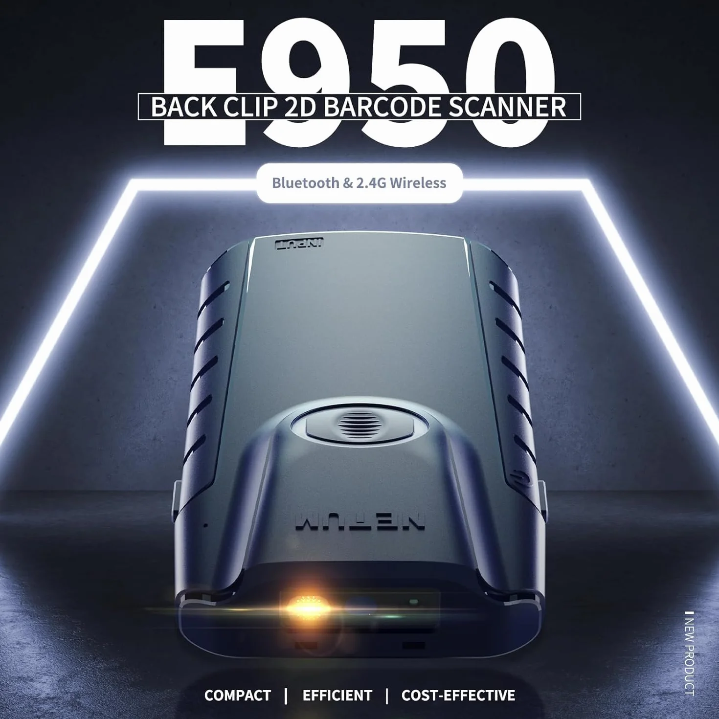 NETUM E950 Escáner de código de Barras 2D Bluetooth, 3 en 1 Lector de código de Barras QR portátil pequeño Automático Clip Trasero inalámbrico Trabajo con Tableta iOS Android Windows MacOS