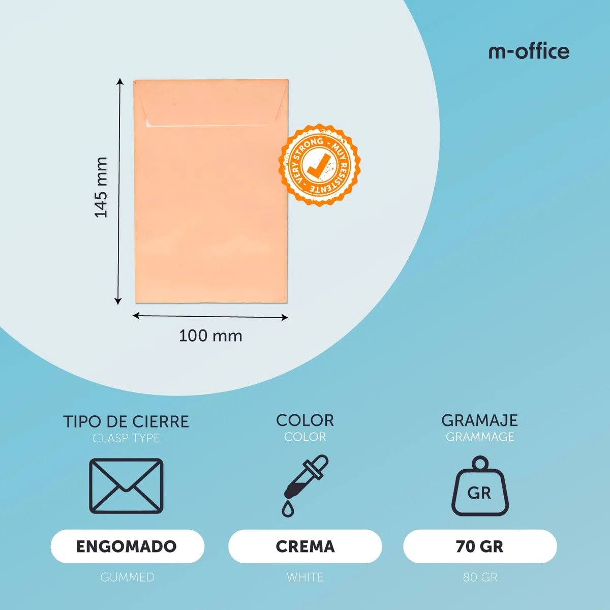 Sobres de Papel, Sobres Pequeños con Tira de Silicona para Invitaciones o Bolsitas de Regalo de invitados de Bodas o Comuniones Medida 100x145mm. Sobres para joyas o semillas · m-office (500 uds)