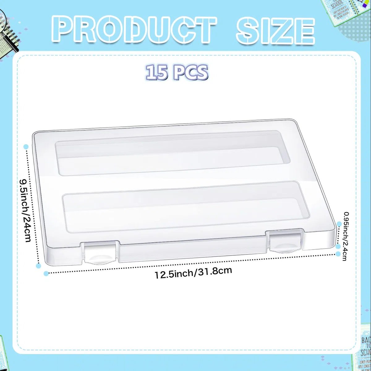 Caja de archivos A4, caja de almacenamiento de fotos A4, estuche portátil de plástico transparente, caja organizadora de documentos para suministros escolares de oficina, accesorios de 12.52 x 9.5 x