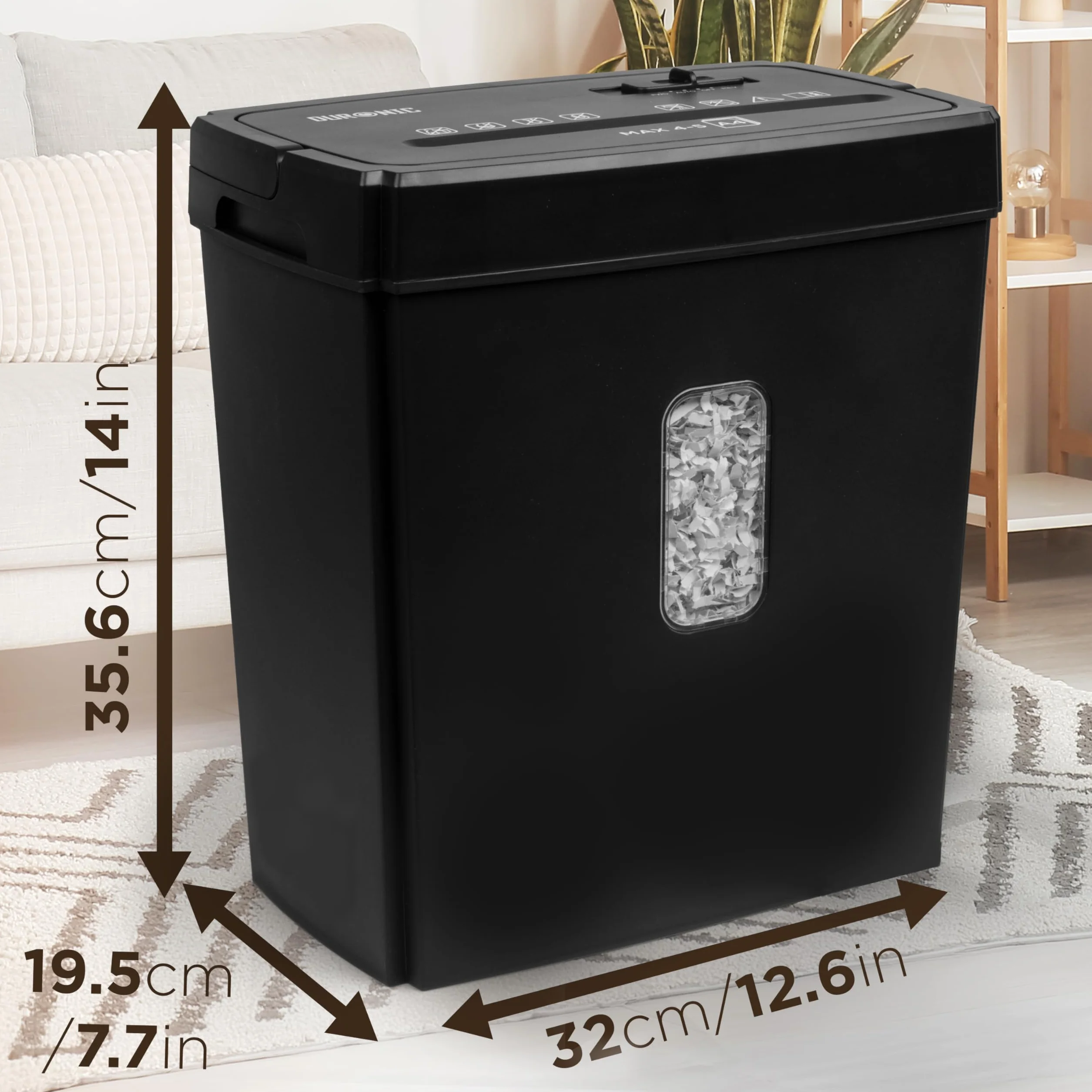 Duronic PS657 Destructora de Documentos | 5 x A4 Capacidad 15 L | Corte Transversal eléctrico 170 W | para el hogar y la Oficina | Destructora de Escritorio | Papelera extraíble