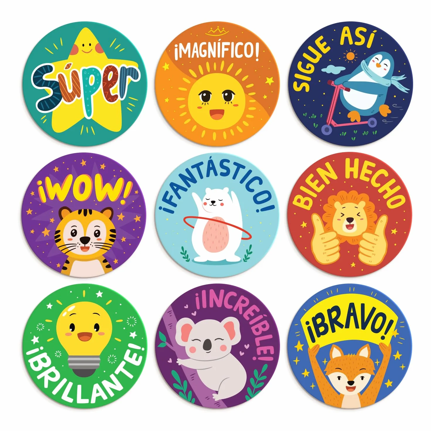 Sweetzer & Orange Pegatinas motivacionales en español para niños - Decoraciones de aula - Afirmaciones