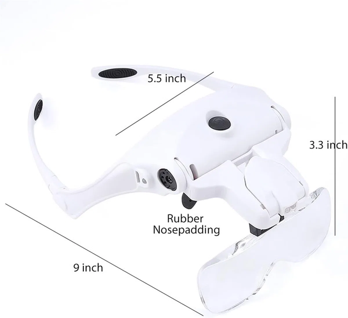 Lámpara de lupa manos libres, lupa con cabeza de cabeza de carga USB con luz LED, joyería, reloj de manualidades, 5 lentes, cuello de cisne flexible, brazo de matrimonio,