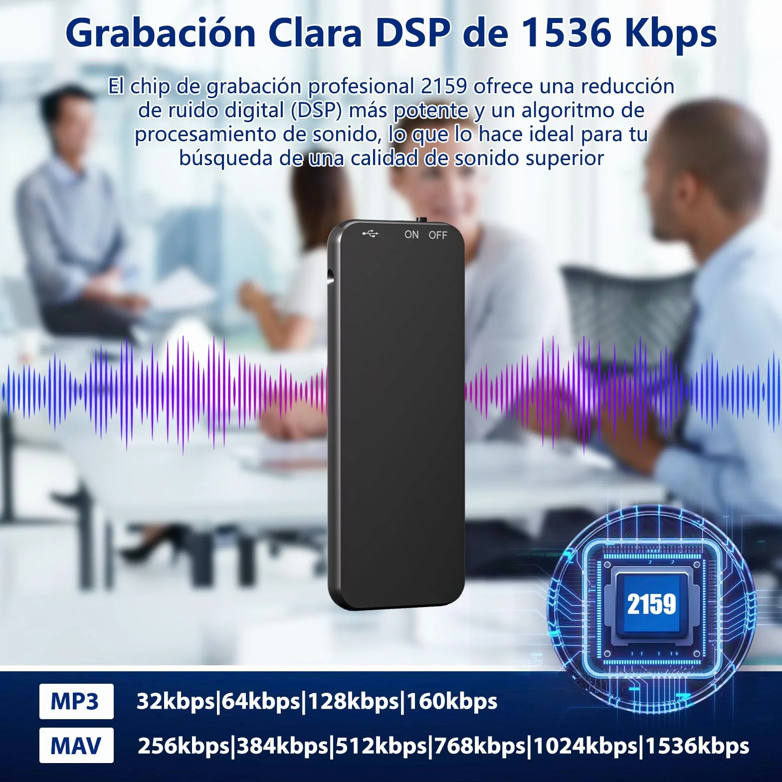 40H Grabadora de Voz, 64GB Mini Grabadora Voz con Funda de Metal Negra, Grabadora Audio USB-C para Grabar Clases Reuniones Entrevistas