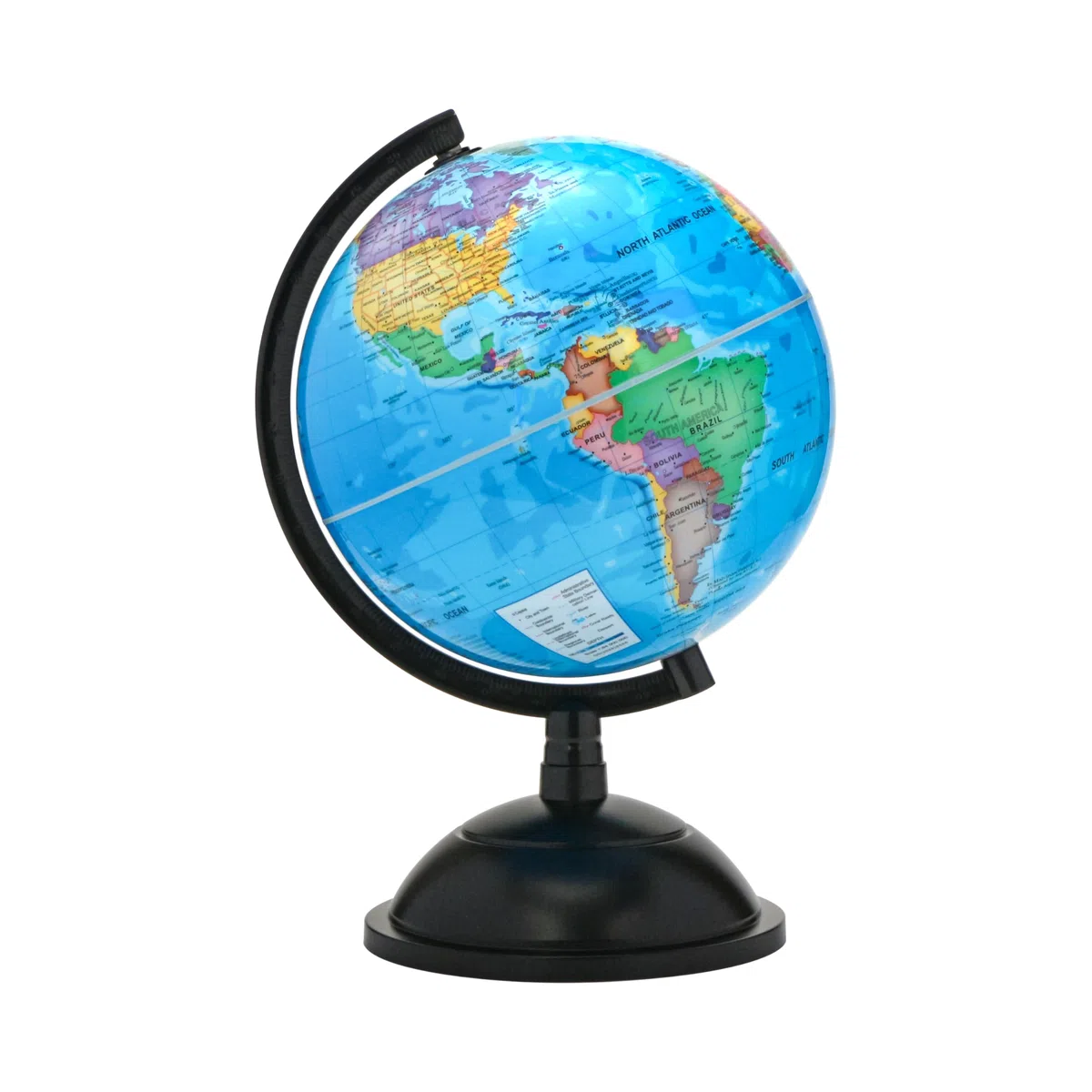 Exerz 20cm Globo Terráqueo - Mapa en Inglés - Educativo Globo Girable Decoración de Escritorio - Mapa Político Geográfica/Moderna - Diámetro 20cm