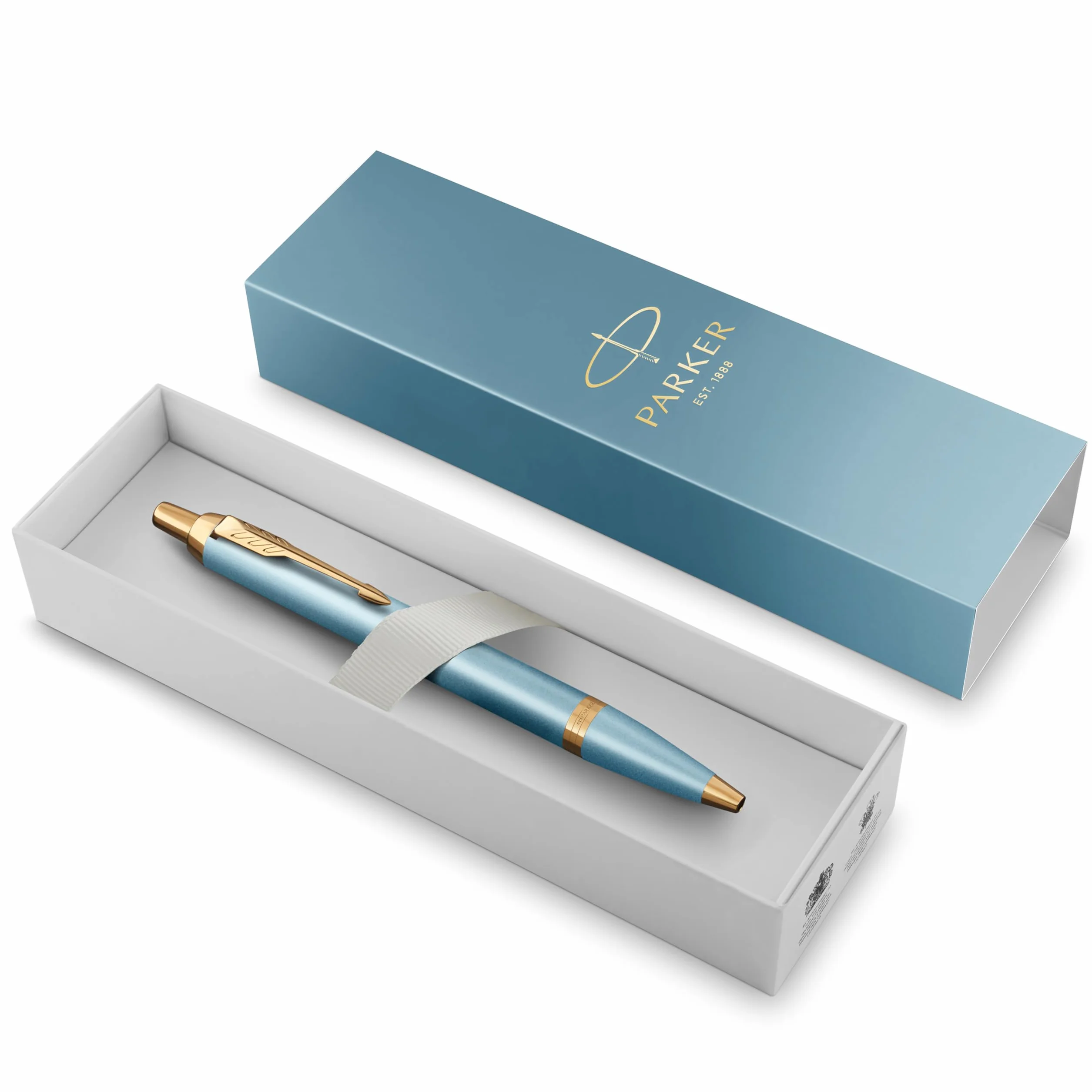 Parker IM Bolígrafo Writing Rituals | acabado verde con degradado adornos dorados | punta media | tinta azul | estuche de regalo
