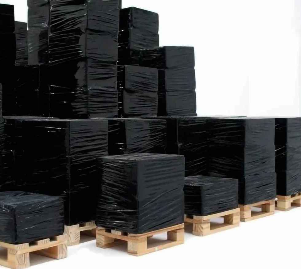 YIJIA | Negro para Embalaje Plástica Retráctil de 50cm x 200m,23 micras, Film para embalar industrial, Enbalaje para mudanzas,Rollo Manual de Film, Palets.(Film Negro, 6 Rollo)