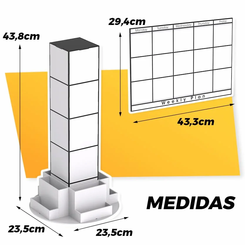 Planificador Semanal con TORRE y PIZARRA - Organizador Semanal, Calendario de Estudio - Ahorra Espacio