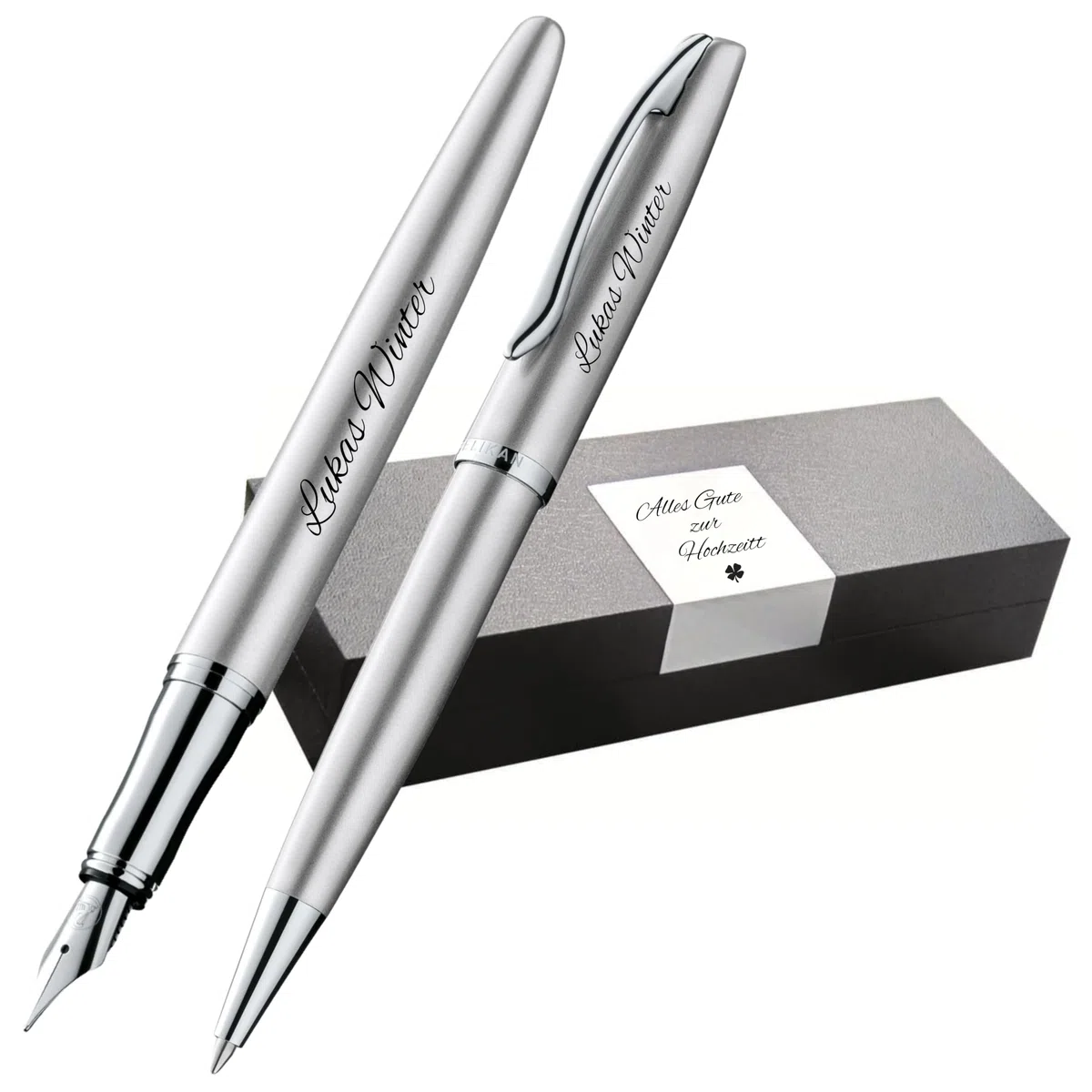 Pelikan Jazz Noble Elegance K/P36 Juego bolígrafo pluma estilográfica regalo grabado plata