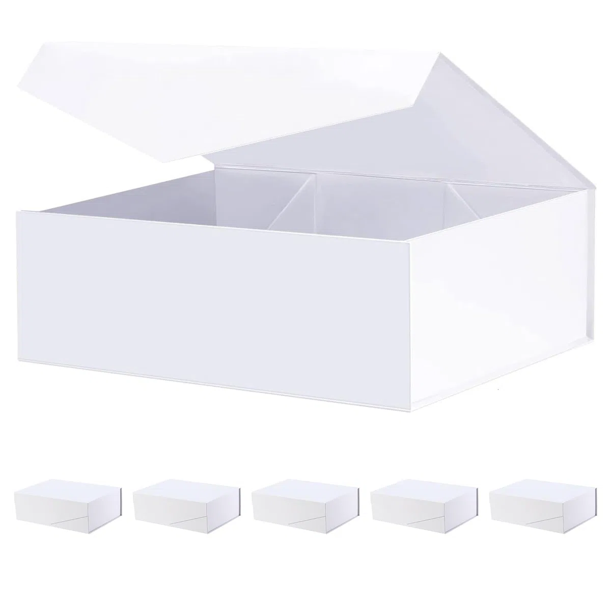 PKGMAGIC 6 cajas regalo 29,2 x 20,6 x 9,65 cm, cajas de propuesta de dama de honor, cajas plegables rectángulo con tapa magnética para embalaje de regalo (blanco)