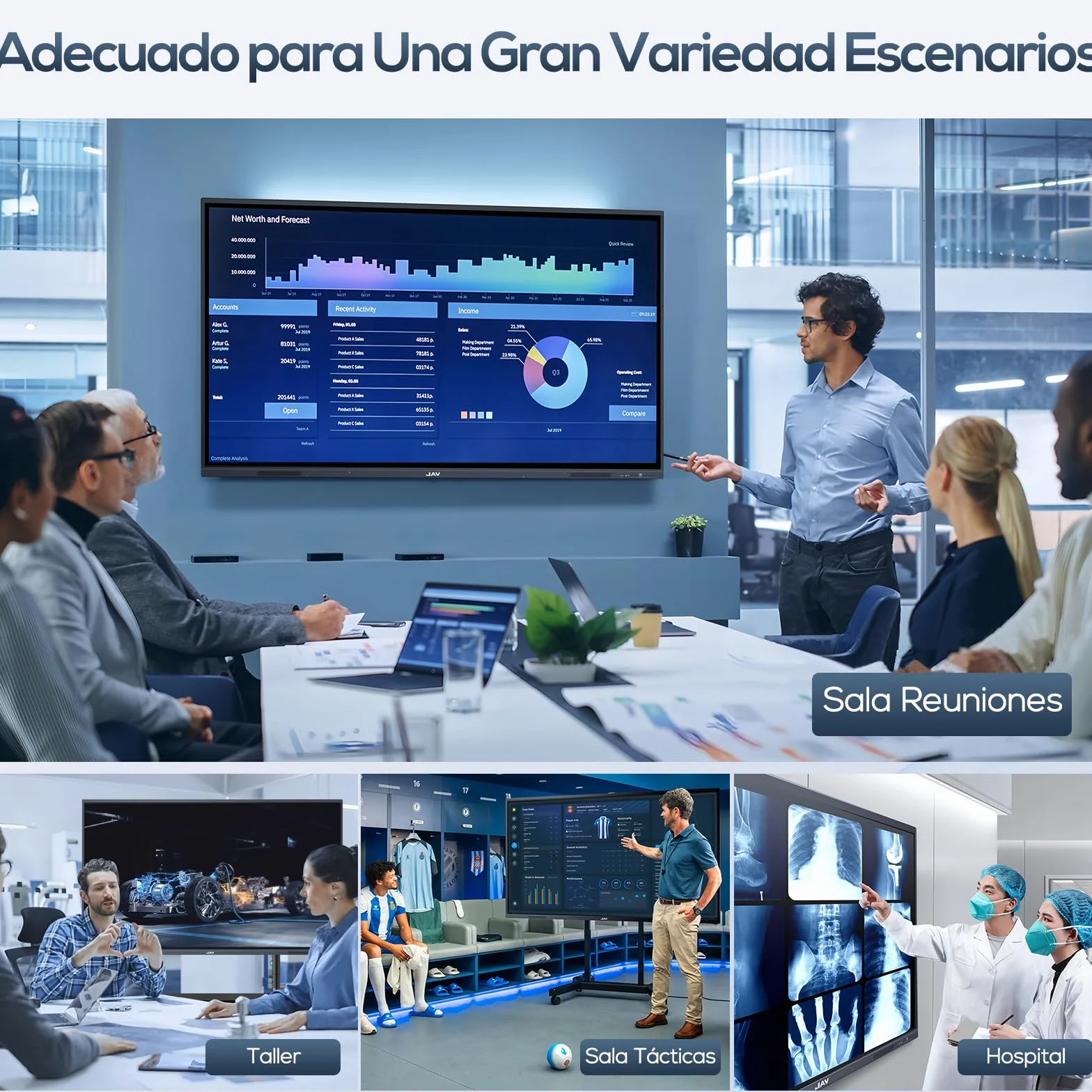 JAV Smart Board 55 Pulgadas Pizarra Blanca Interactiva 4K Pantalla Tactil Electrónica Whiteboard Todo En Uno Monitor para Aulas, Oficina (Soporte de Pared Incluido)
