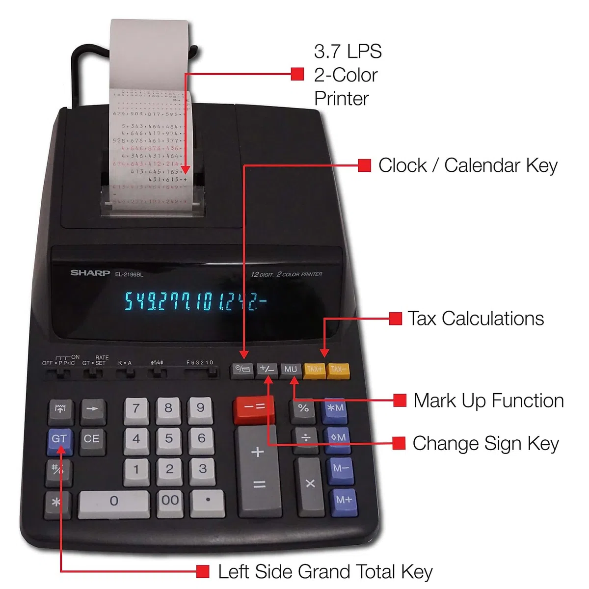 Sharp impresión de 12 dígitos calculadora