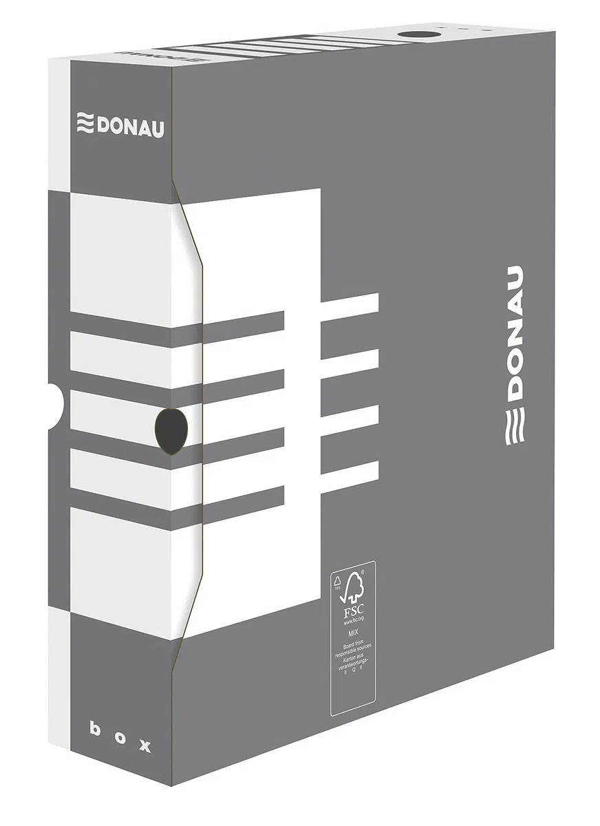 DONAU 7660301FSC-13 - Caja archivadora (cartón reciclado, 20 unidades, A4, 80 mm de ancho), color gris