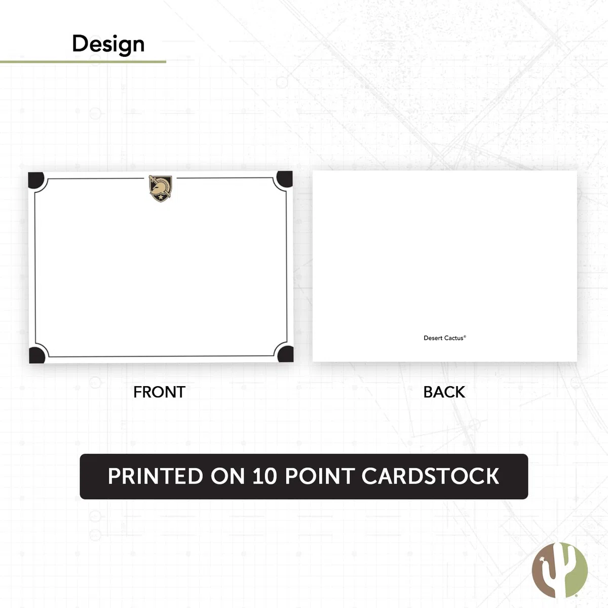 Desert Cactus United States Military Academy - Paquete de 10 tarjetas de papelería SUMA Black Knights Army West Point Cadetes incluye sobres, Memo Party Thank You (tarjeta de notas 4a)