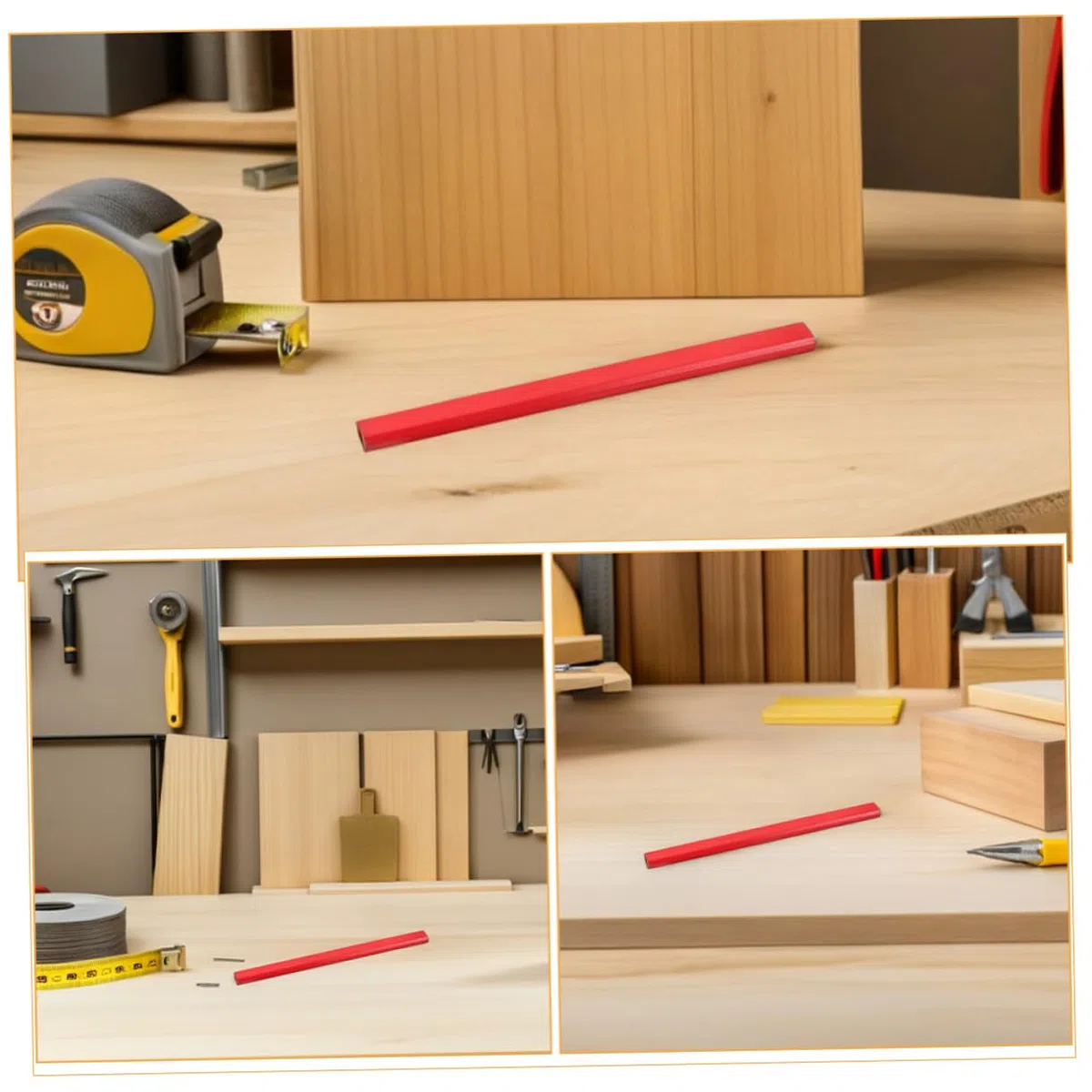 DOITOOL 144piezas Lápiz de Carpintero Octogonal Rojo Paquete de Lápices de Madera Hb para Carpintería y Construcción Lápices de Carpintero Punta de Medición