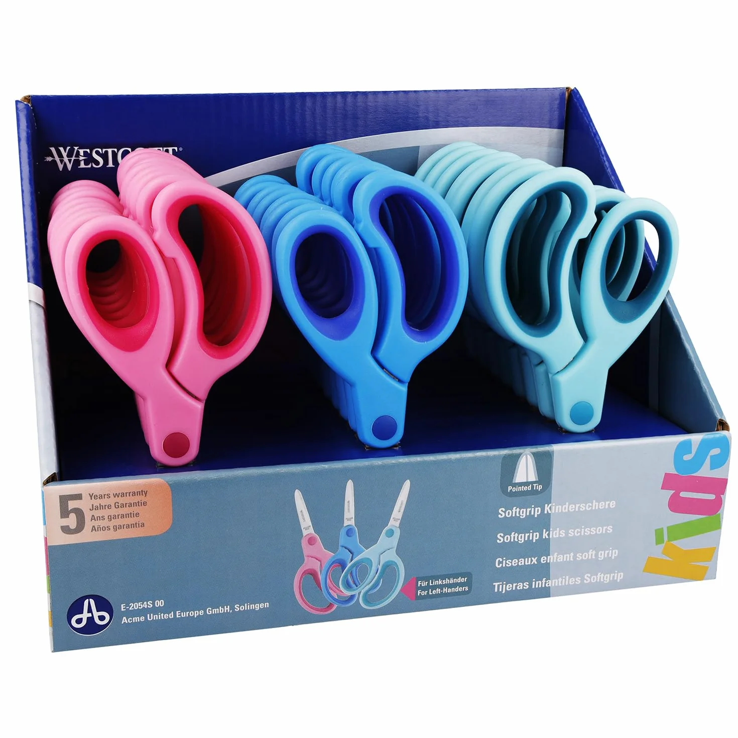 Westcott E-2054S 00 Expositor tijeras niños 13 cm punta puntiaguda