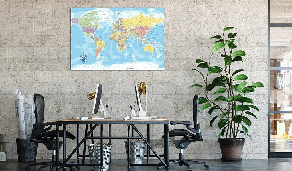 murando Tablero De Corcho & Cuadro en Lienzo 120x80 cm No Tejido XXL Estampado Memoboard Decoración De Pared Impresión Artística Fotografía Gráfica Poster Mapamundi Continente k-C-0128-p-a
