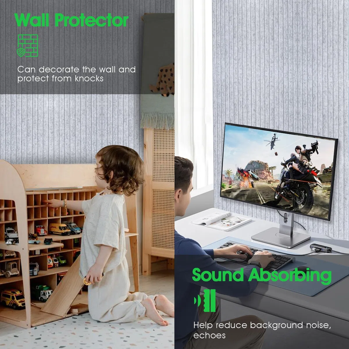 Alternativa al tablero de corcho con 30 chinchetas, 11.8 x 11.8 pulgadas, paquete de 8 azulejos de pared de fieltro para pegar notas fotográficas, póster, tablón de anuncios grande para decoración de