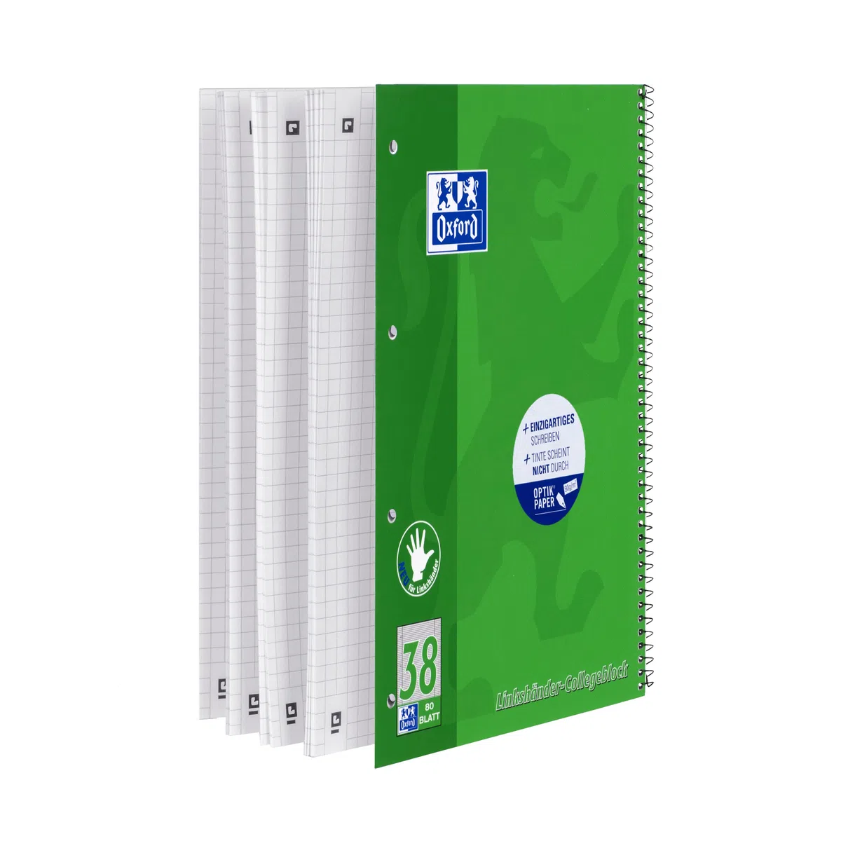 Oxford 100050405 - Cuaderno de espiral (para zurdos, 10 unidades, cuadriculado, 80 hojas, A4, 90 g/m²)