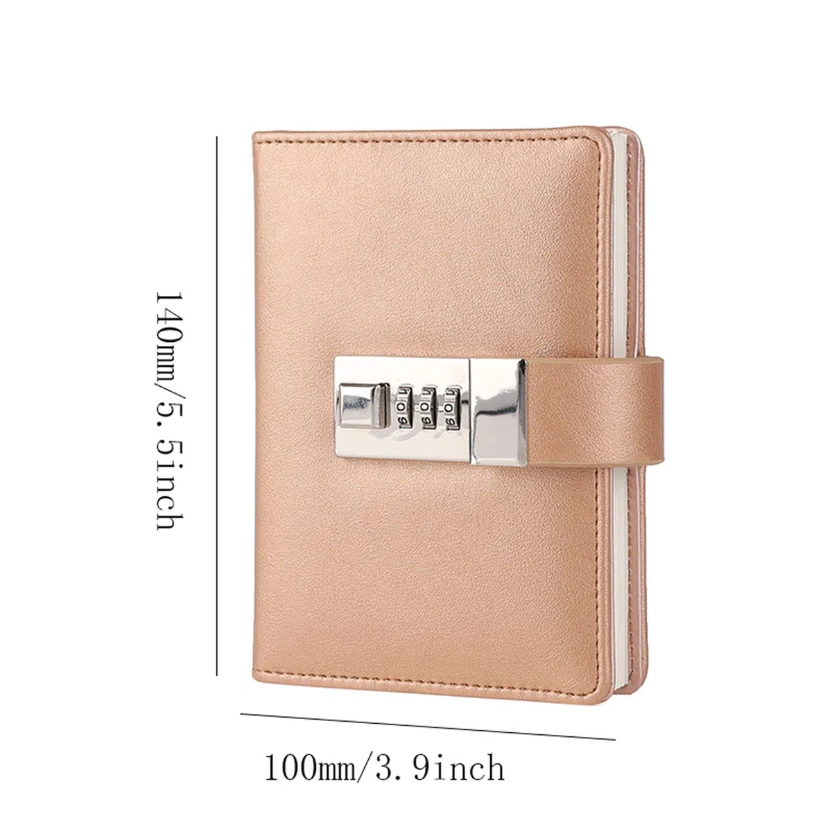 Cuaderno de Notas con candado, Cuaderno de Escritura de Cuero sintético con candado, tamaño A7, 96 hojas/192 páginas, Diario de Estudiante versátil y Elegante.