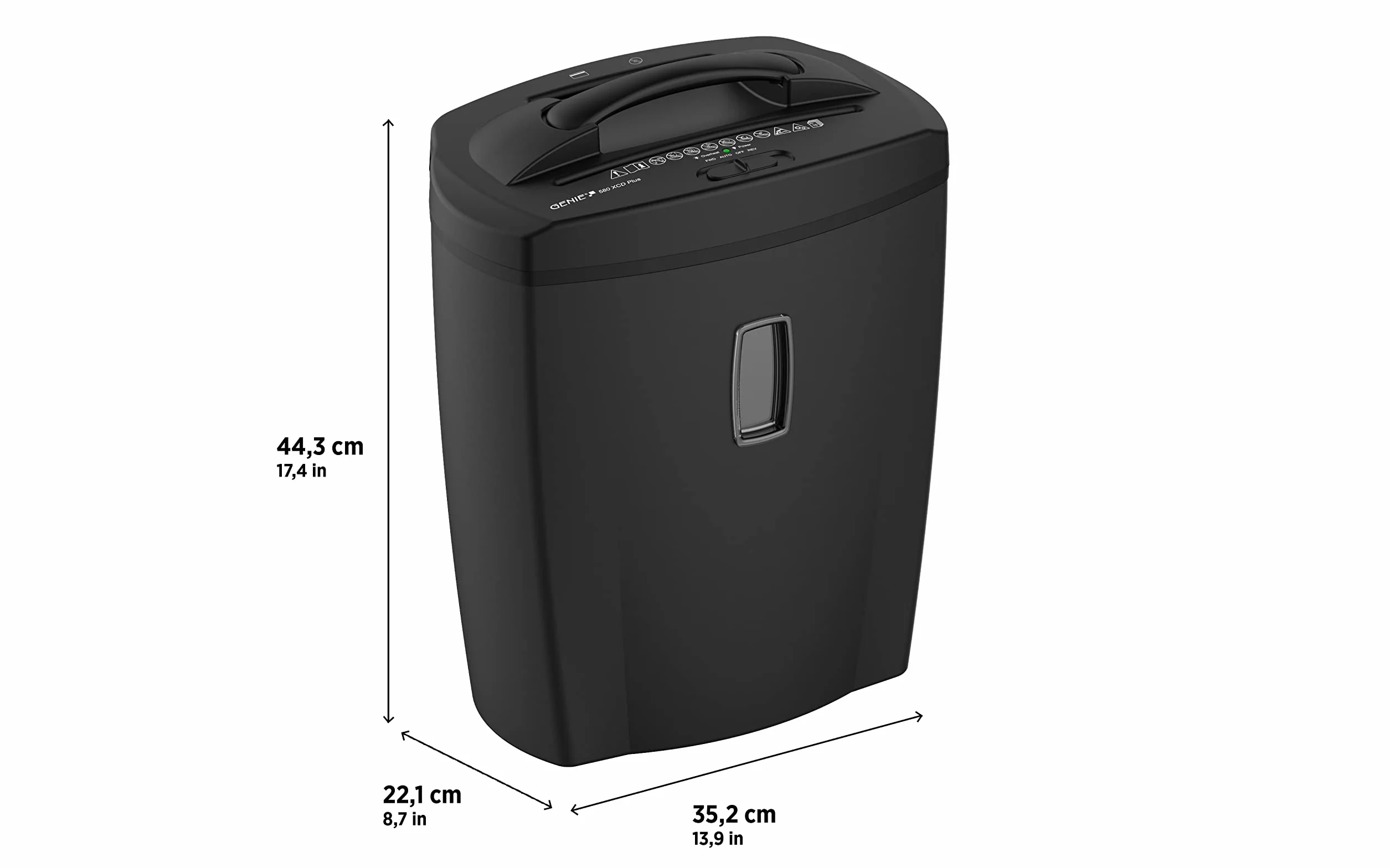 Genie 580 XCD Plus - Destructora de Documentos, Corte Transversal, Capacidad para 10 Hojas, Destrucción de CD, Contenedor de Residuos de 21 litros, Nivel de Seguridad P4, Negro