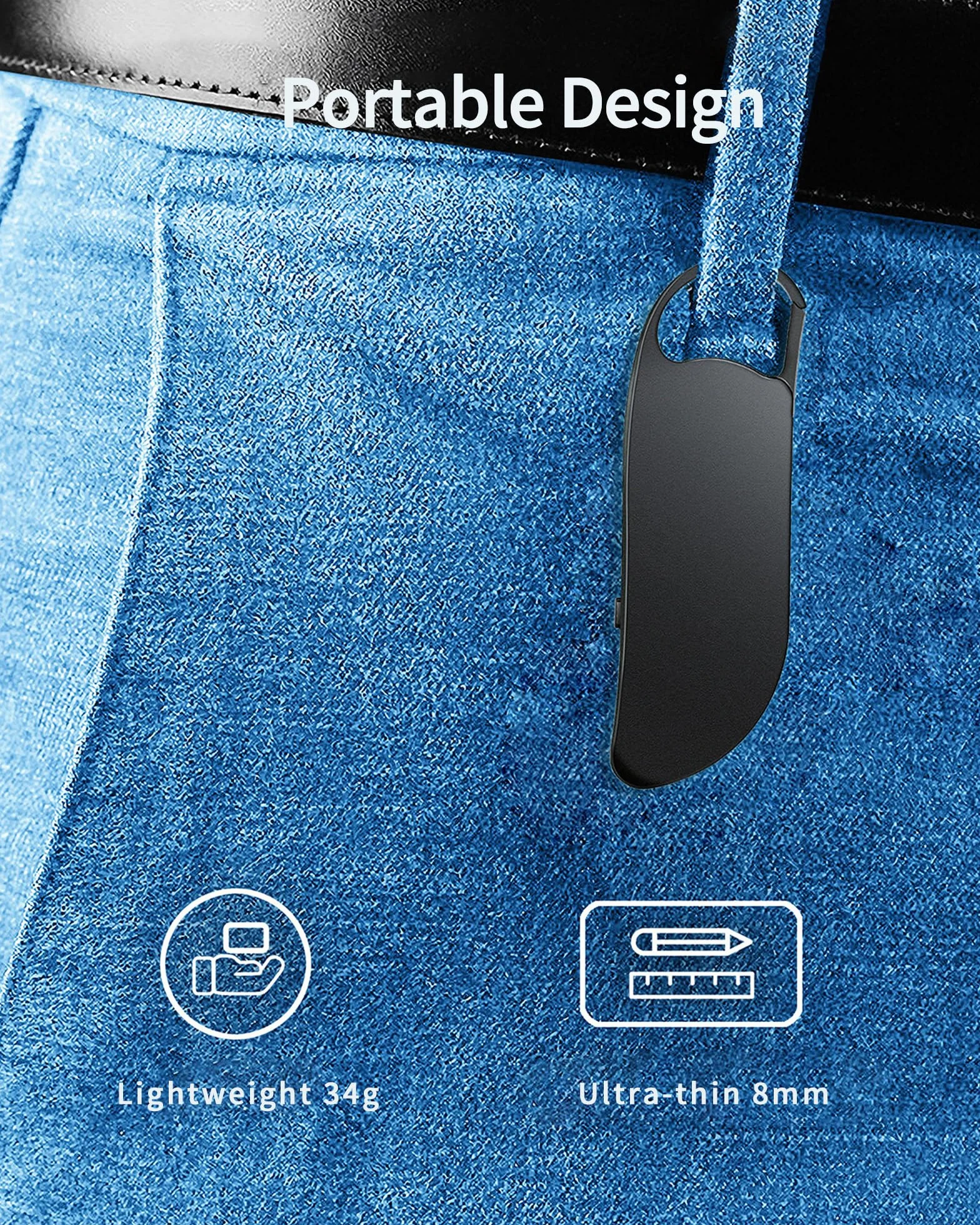 Mini Grabadora Digital 64GB HD con Activación por Voz y MP3, Reducción de Ruido, Batería Recargable, USB-C