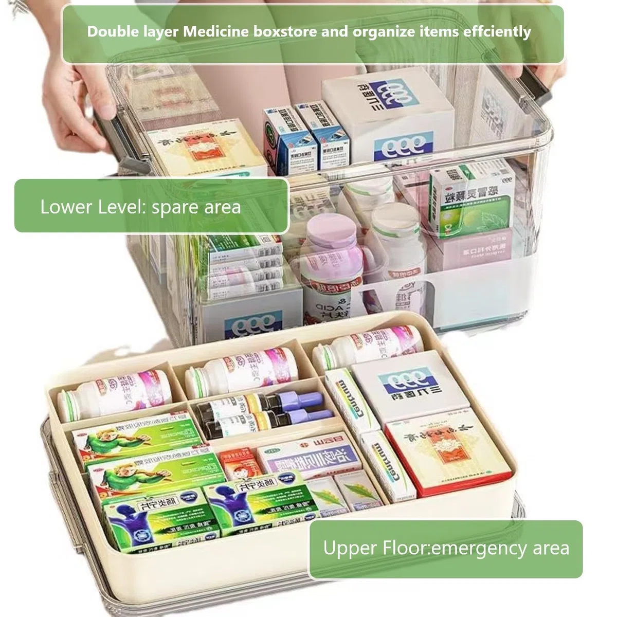 Yongheng Medicine Box, Caja para medicinas,Caja medicinas grande, Cajas medicamentos, multifunción Organizador medicamentos con asa, para hogar al aire libre