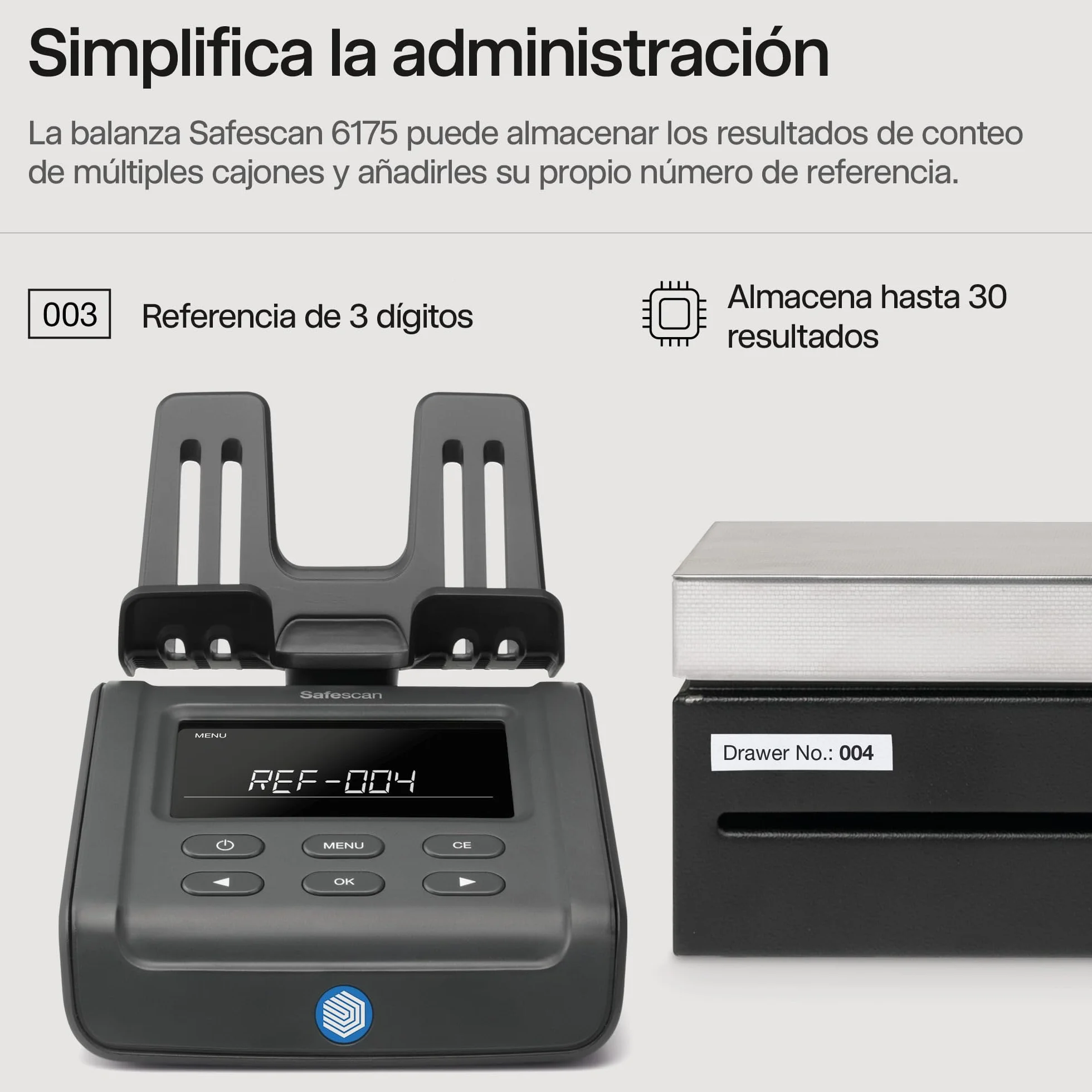 Safescan 6175 Máquina para contar dinero cuenta monedas billetes vales fichas reconocimiento automático rollos balanza dinero