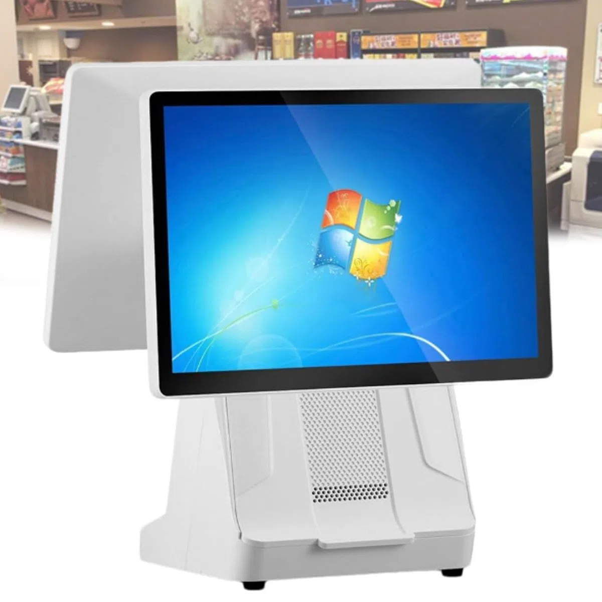 Caja registradora con doble pantalla táctil, sistemas TPV para pequeñas empresas, impresora térmica integrada, caja registradora inteligente todo en uno, compatible con más de 30 idiomas 4G64G-58mm