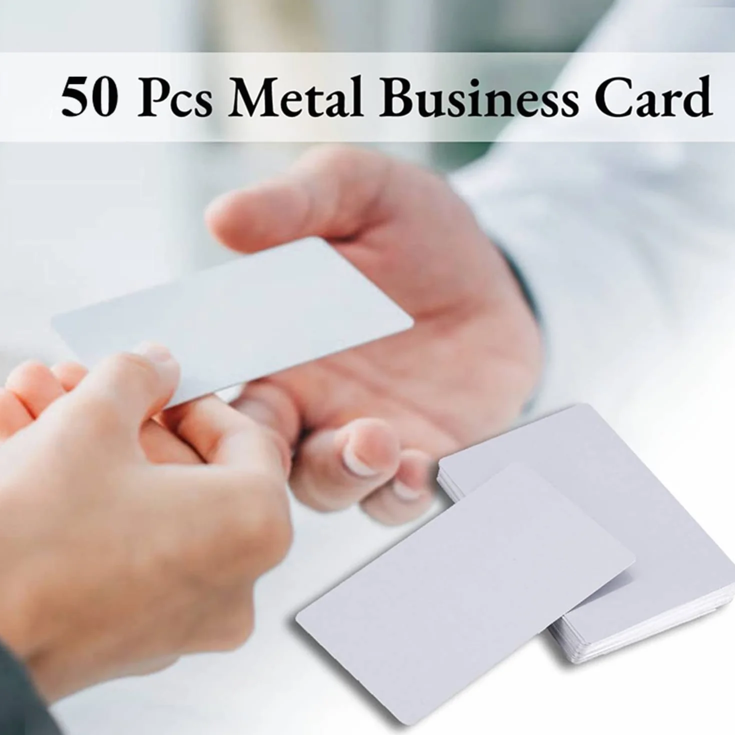 Tarjetas de Visita metálicas de la sublimación de la Astilla 100pcs, Tarjetas de Visita de Metal grabadas Espacios en Blanco de la sublimación 3.4x2.1in Thicknes (0.30mm)(Plata)