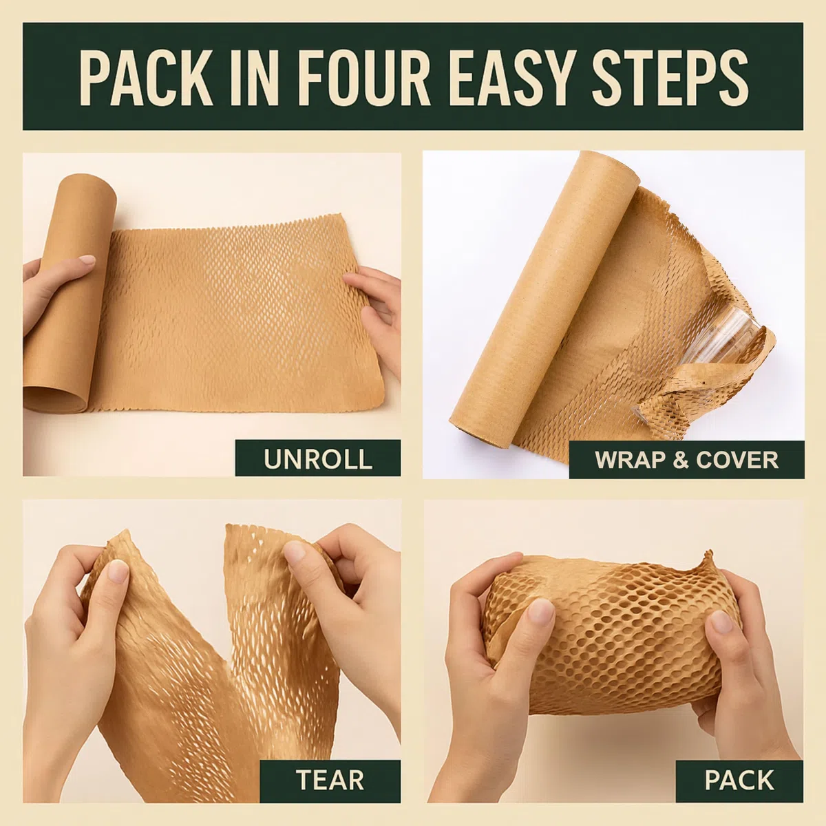 Papel de embalaje de panal, 15 pulgadas de ancho x 135 pies de largo, envoltura acolchada de burbujas para mudanzas, productos y regalos, material de embalaje acolchado reciclable y biodegradable