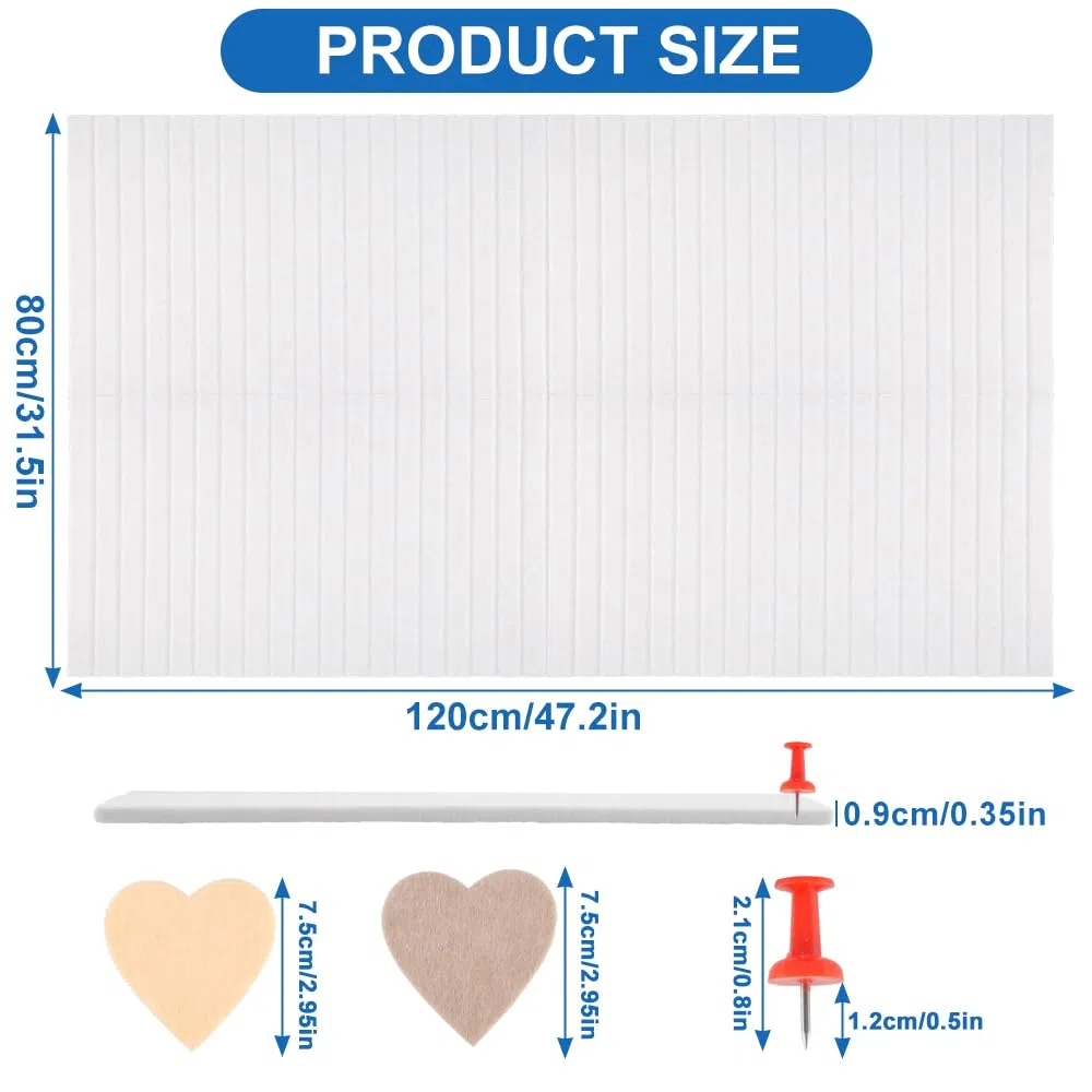 Gran Corcho Pared Autoadhesivo 120x80cm 0,9 cm de Grosor Tablero De Corcho Fieltro, 4 Unidades Tablón De Anuncios 60 x 40cm, Pizarra De Corcho con 40 Chinchetas (Blanco)