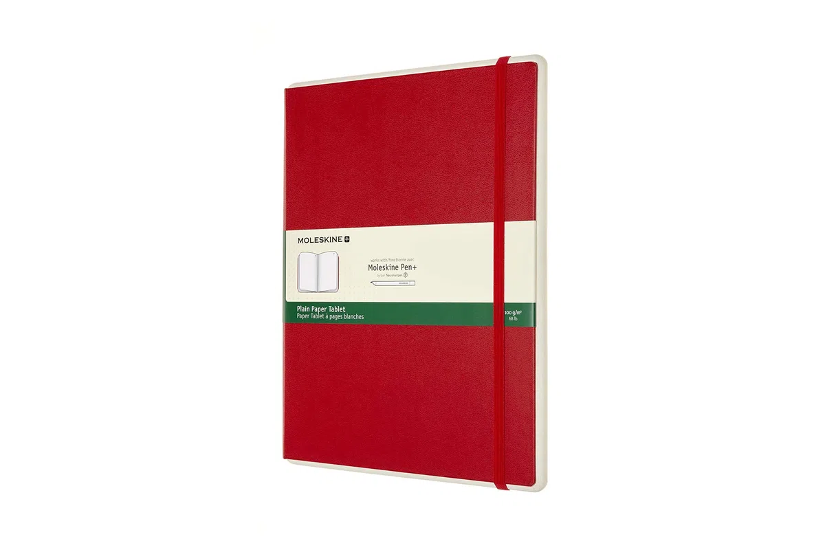 Moleskine, Cuaderno de Papel Digital, Cuadernos de Hojas Blancas y Tapa Dura -Compatible con Pen+, Tamaño XL 19 x 25 cm, Color Rojo, 176 Páginas
