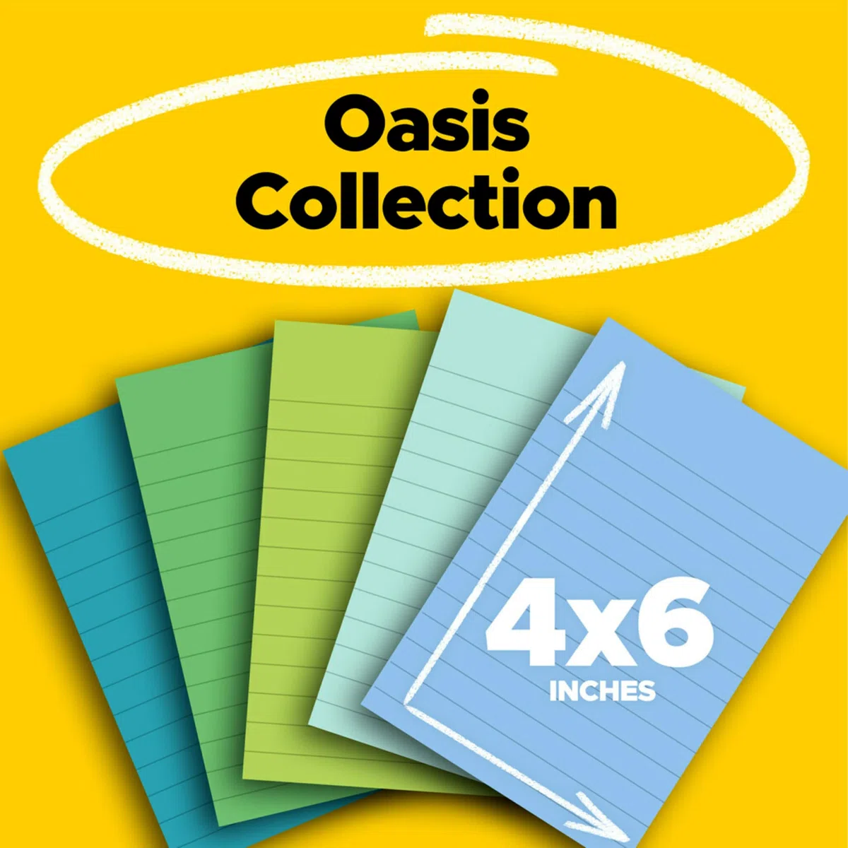 Post-it Notas superadhesivas de papel 100 % reciclado, forradas, 4 x 6 pulgadas, 8 blocs, 45 hojas por bloc, colección Oasis, suministros escolares y productos de oficina