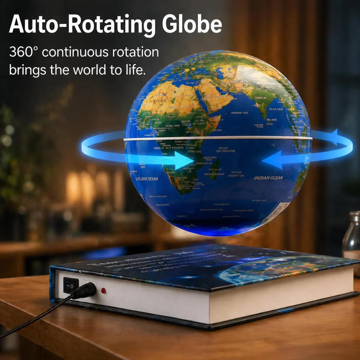 Plataforma flotante magnética y flotante Geo-globo 6 pulgadas mundo con luz LED para regalo de niños, decoración de escritorio genial para hombres/regalo de Navidad