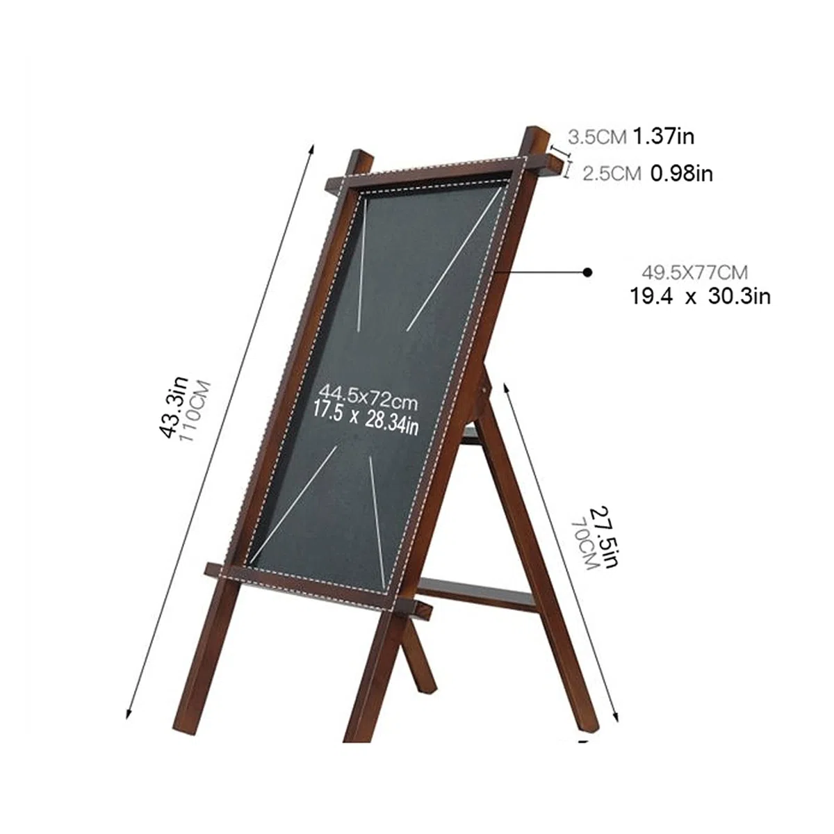 Restaurantes Soporte de pantalla Plegable de servicio pesado Un signo de marco Signo de la acera 17.5x28.34 pulgadas Pizarra de madera Vitrina para publicidad exterior o interior Soporte de cartel