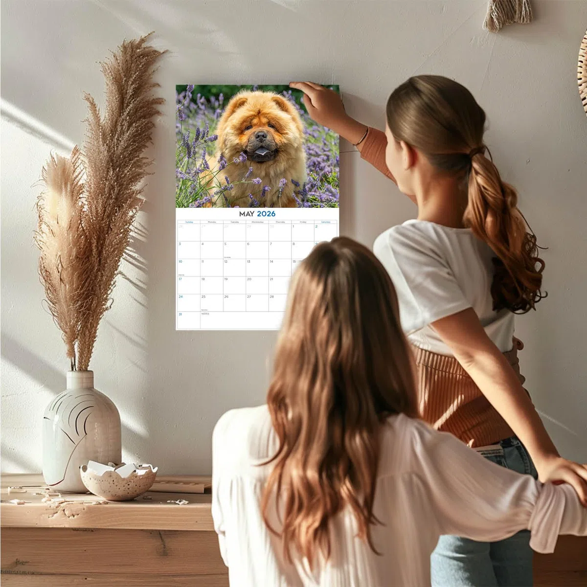 Calendario 2024 2025 Chow Chow – Calendario mensual de pared de raza de perro – 12 x 18 pulgadas abierto – Papel grueso que no se corre – Regalo – Calendario académico para profesores, organización y