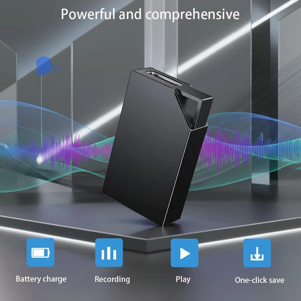 Grabadora de Voz Espia 64GB Recargable por USB Activación por Voz Mini Oculta