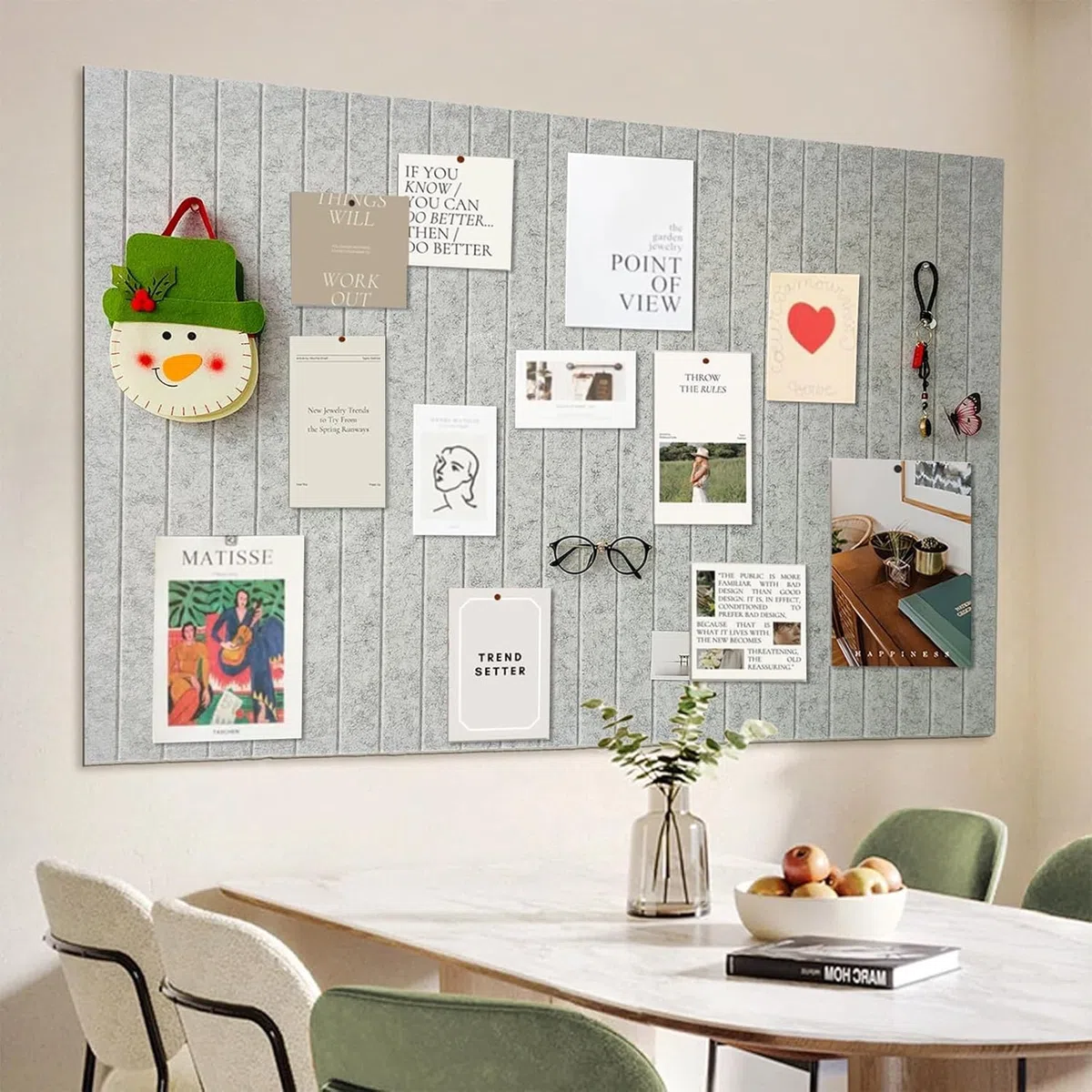 Gran pizarra de 90x60cm, gran placa de corcho, 0,9cm de grosor, decorativa pared de corcho con fieltro, tabla fotográfica plegable con cinta adhesiva autoadhesiva, fieltro autoadhesivo visionboard