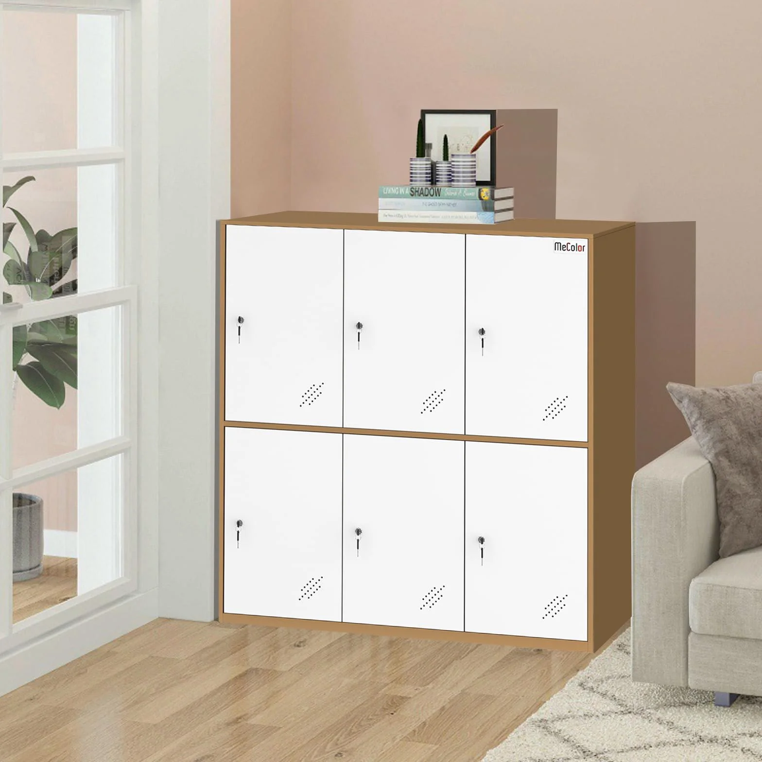 MECOLOR Taquilla de Almacenamiento de Metal con Cerradura, Blanco