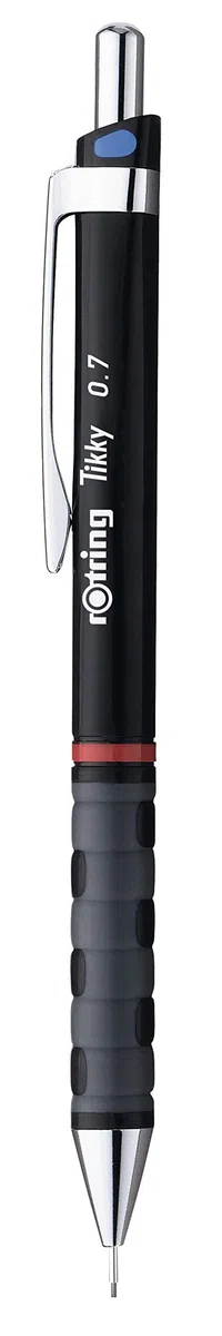rOtring Tikky Lápices mecánicos con código de colores | 0,7 mm | Cuerpo negro | 12 unidades